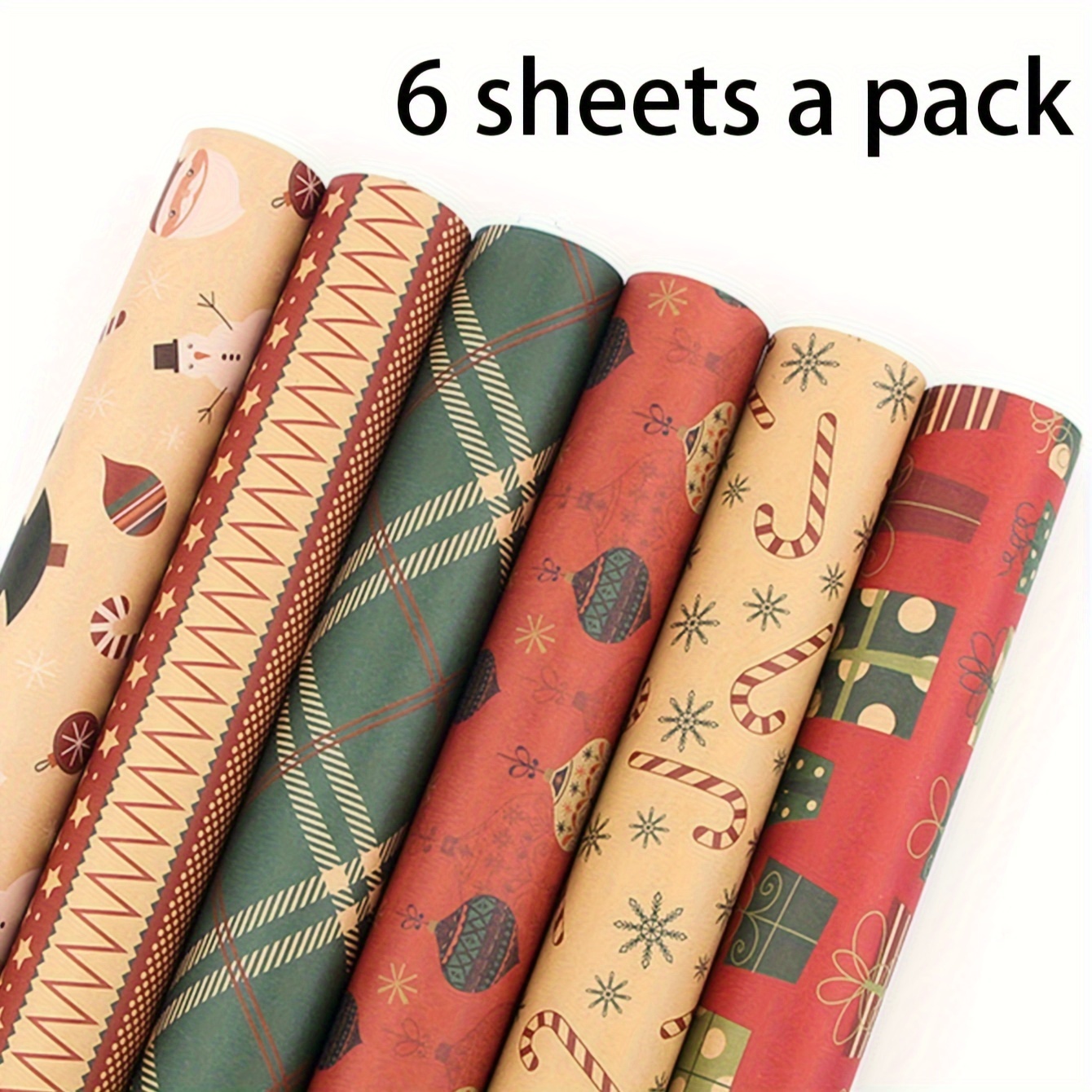 Vintage Christmas Kraft Paper Wrapping Paper Cute Cartoon - Temu