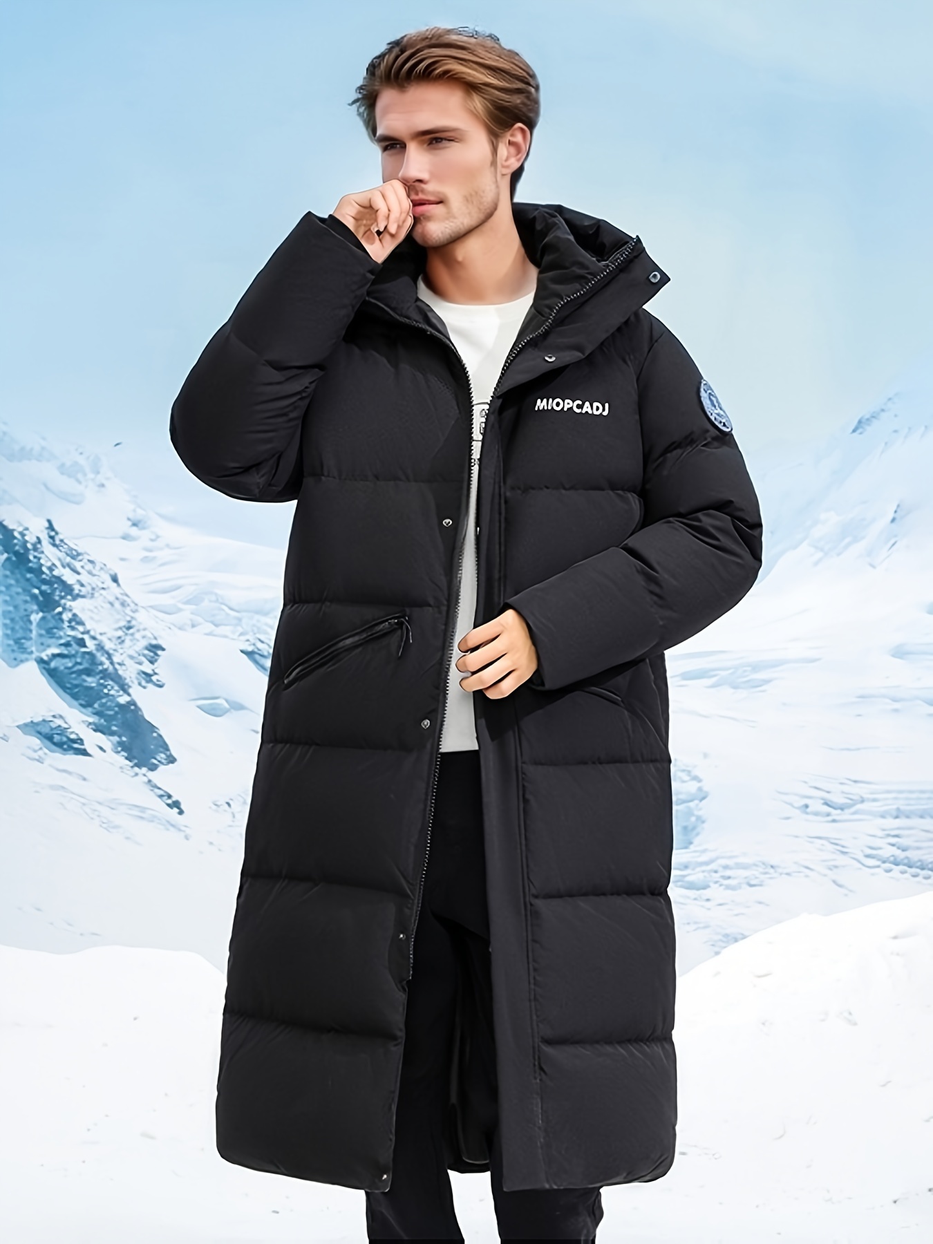 Men's Casual Long Hooded Puffer Jacket, Warm Down Coat Parka For Fall  Winter Outdoor Mountaineering Hiking Camping, Men's Ski Coat