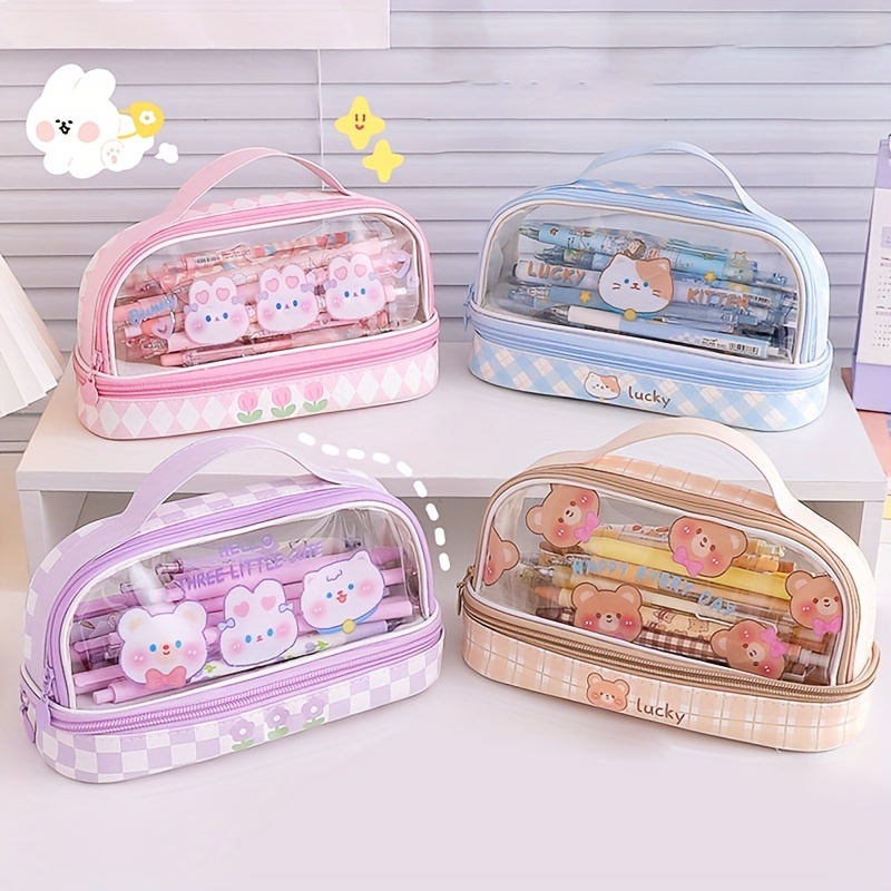 Student Double layer Pencil Case Large capacity Female - Temu