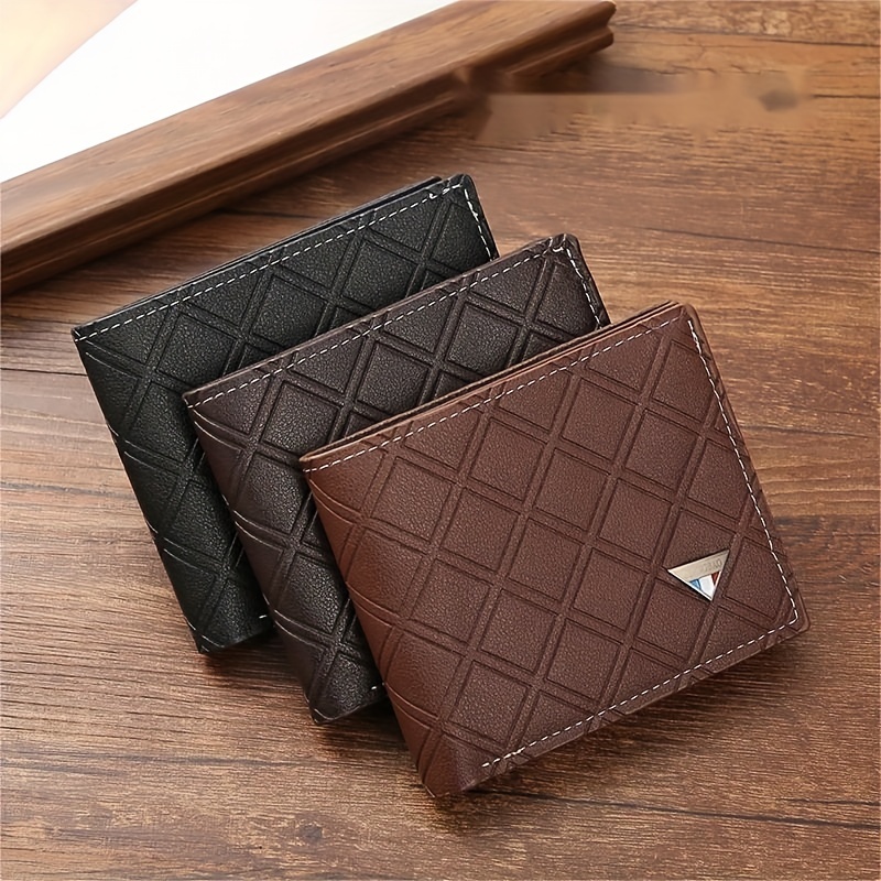 Large Capacity Plaid Wallet Fashion Casual Men's Wallet Pu Leather Wallets  - Temu