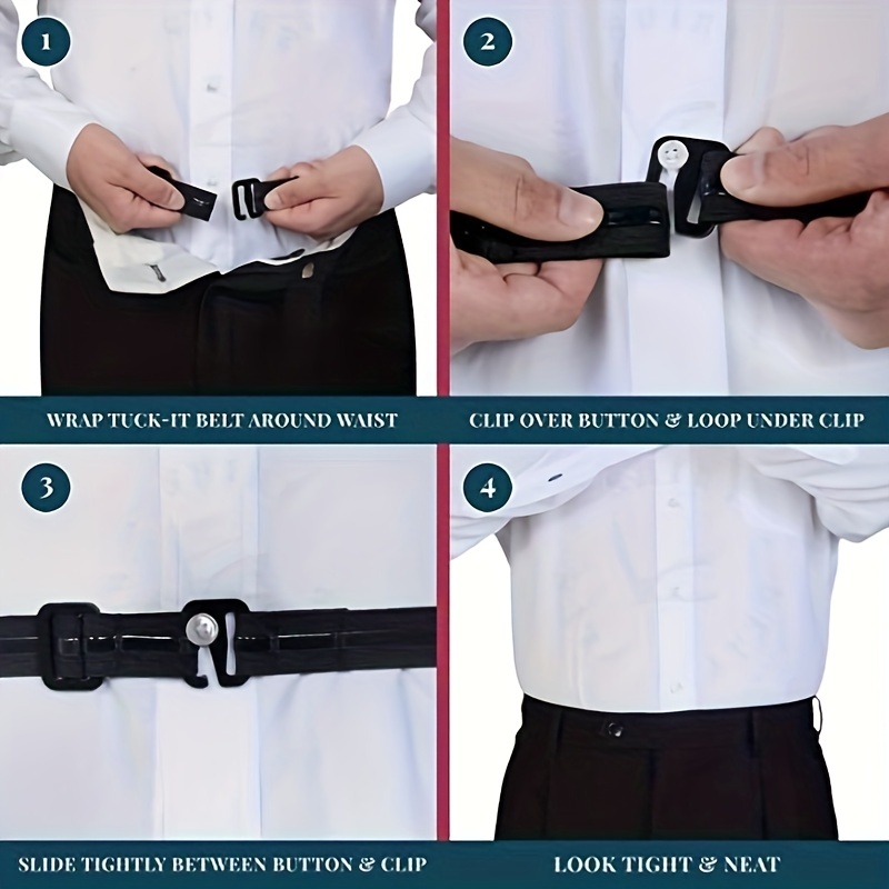 Elastic Shirt Stay for Men, Stretchable and Adjustable Waist Belt with  Flexible Comfort and Silicone Touch Points