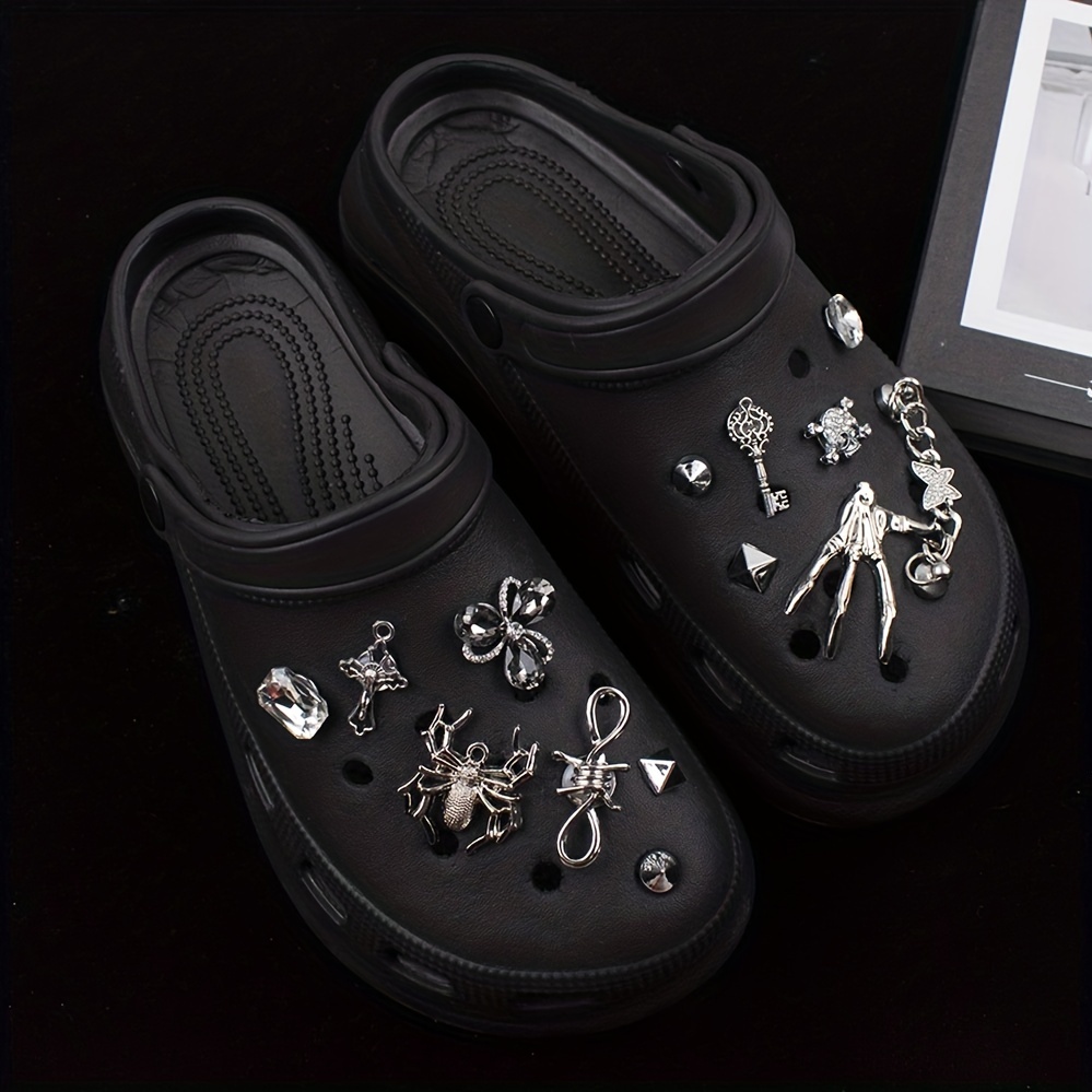 Punk Hole Shoe Accessories Rhinestone Spider Shoes Flower 14pcs