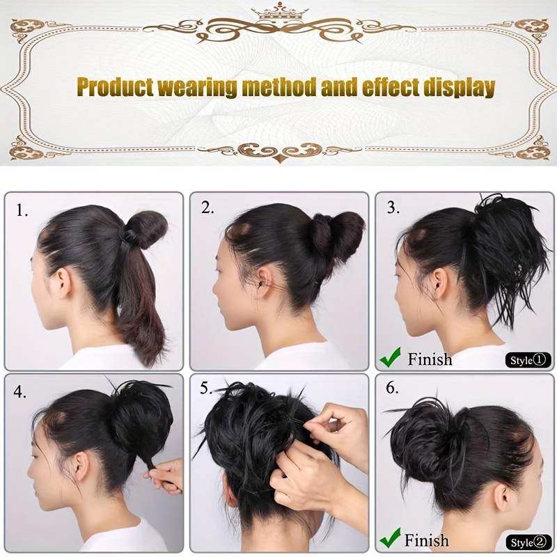 Synthetic Hair Bun Ponytail Hair Extension Scrunchie Curly Wavy