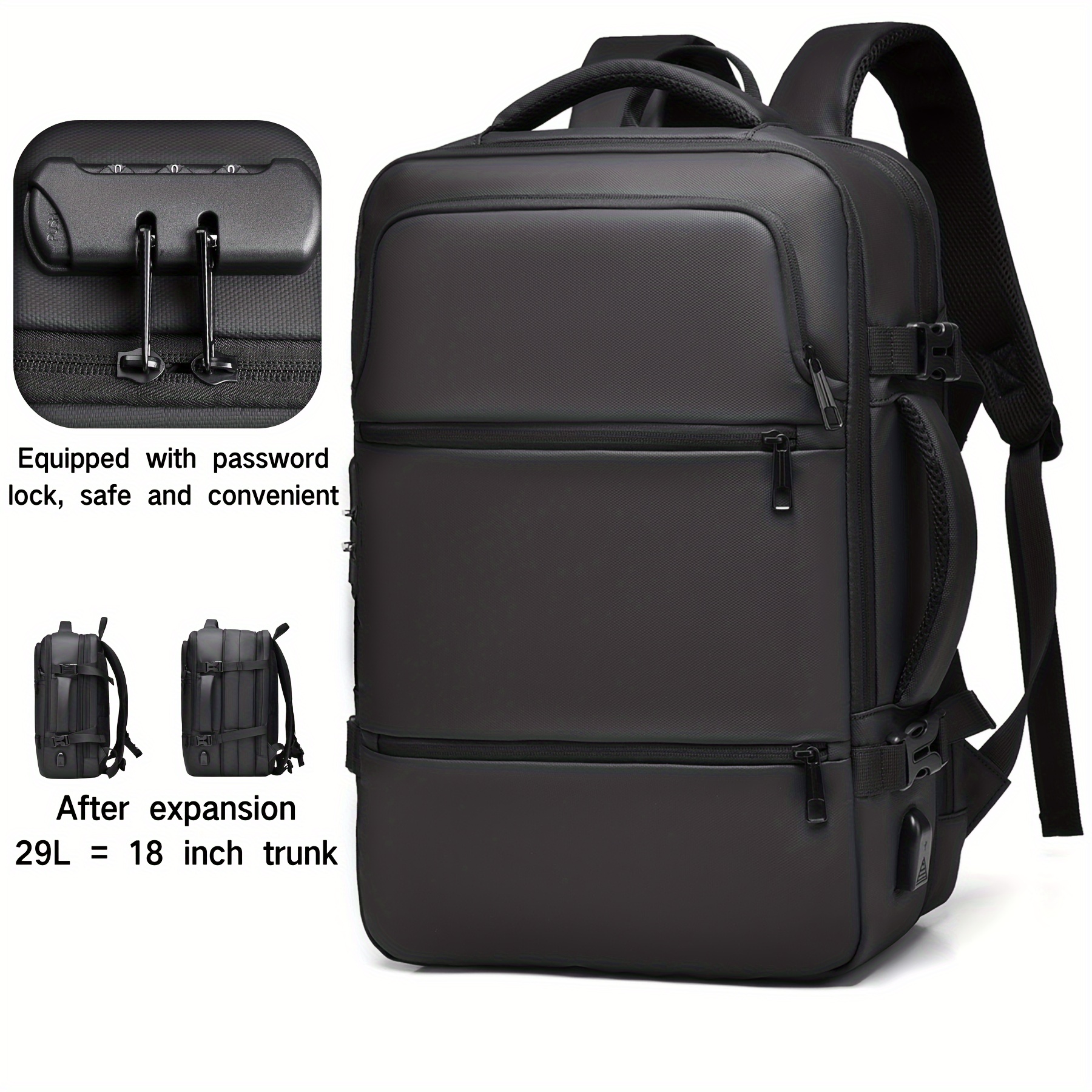 Expandable Large Capacity Travel Backpack Carry Shoulder - Temu