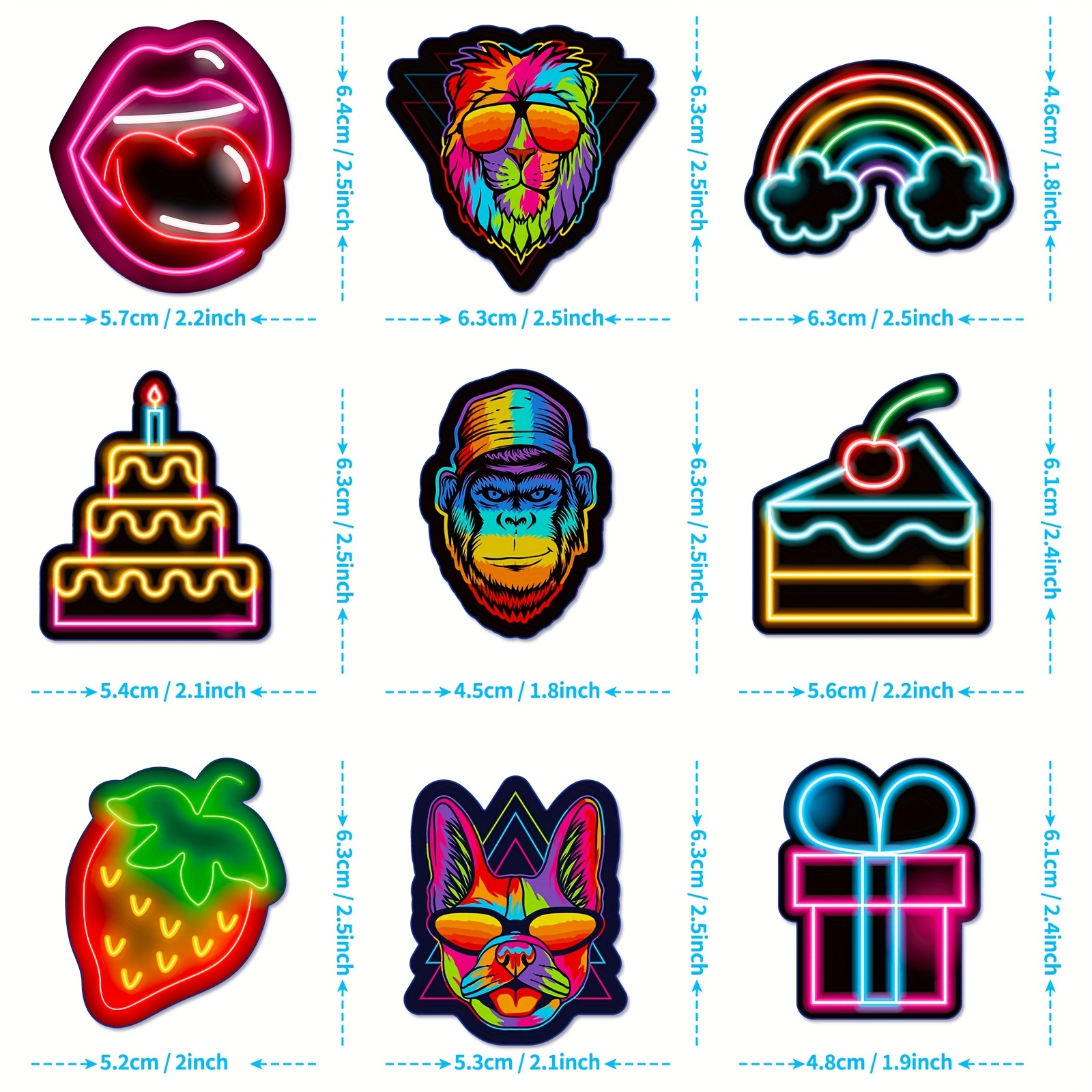 Cool Neon Stickers ,50pcs Water Bottle Stickers for India