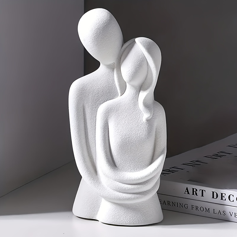 Silver Decor Accent, Porcelain Art Mid Century Modern Silver White  Decorations & Silver Centerpieces for Tables, Abstract Ceramic Statue  Sculpture 