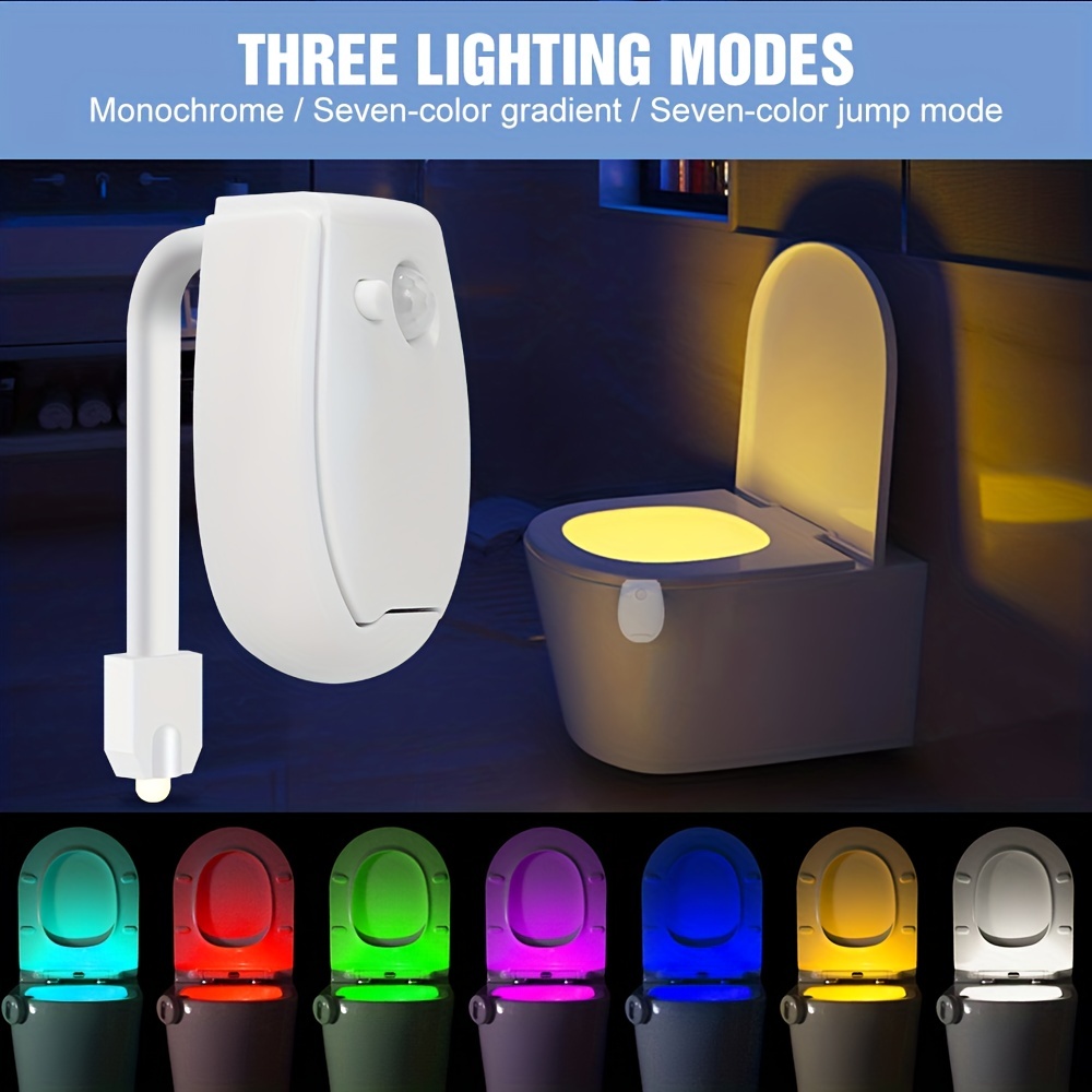 Motion Activated Toilet Night Light, 8 Colors Changing Led Toilet Bowl  Lights, Sensor Bathroom Seat Nightlight - Temu