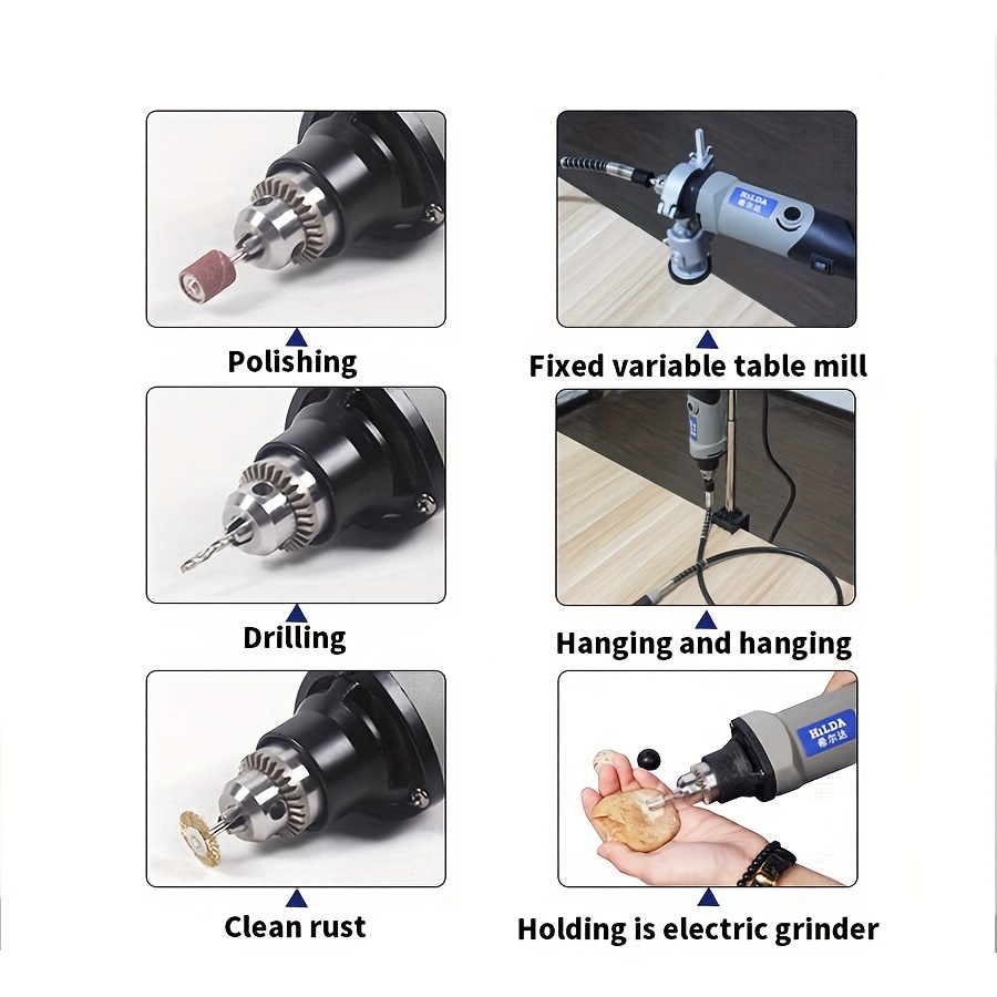 HILDA Variable Speed Rotary Tool Electric Tools 400W Mini Drill 6