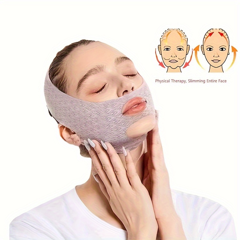 2 Pieces Full Face Lift Sleeping Belt Reusable Facial Slimming Mask Chin  Lift Facial Mask Face Belt Double Chin Thin Facial Bandages Cheek Chin