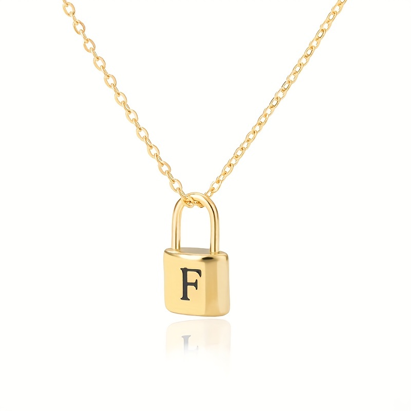 Gold Lock & Key Initial Pendant Necklace - S