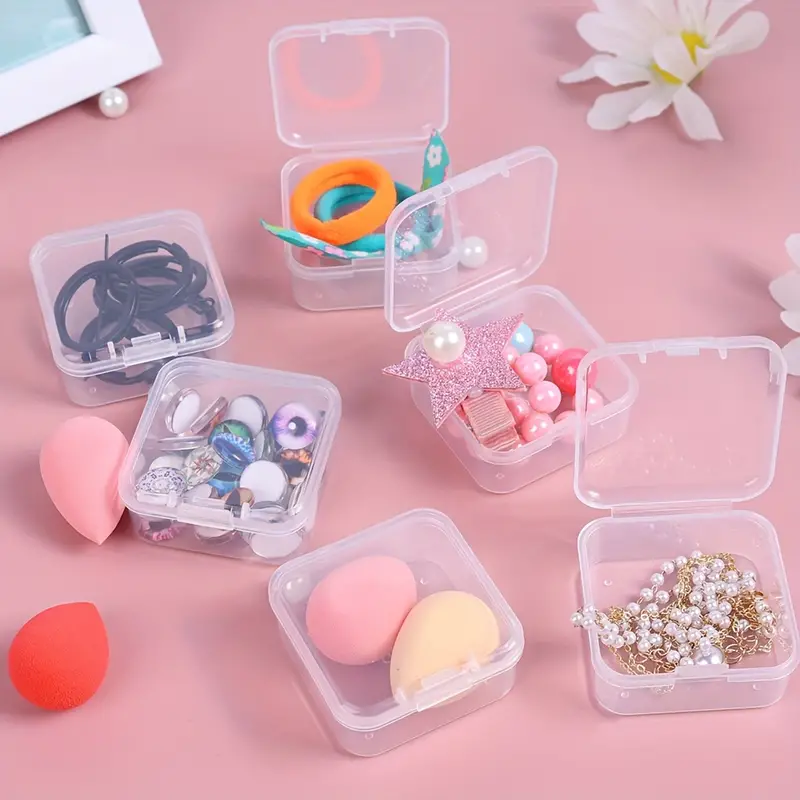 Plastic Clear Square Box Art Accessories Organizer Diy Craft - Temu