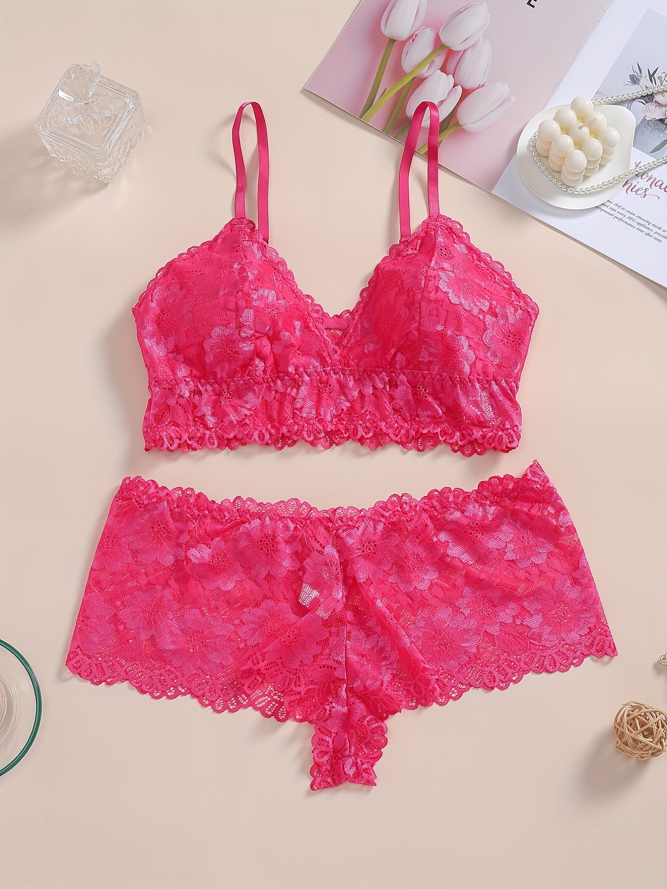 Lingerie Set For Women High Waisted Bra And Panty Set Two - Temu Canada