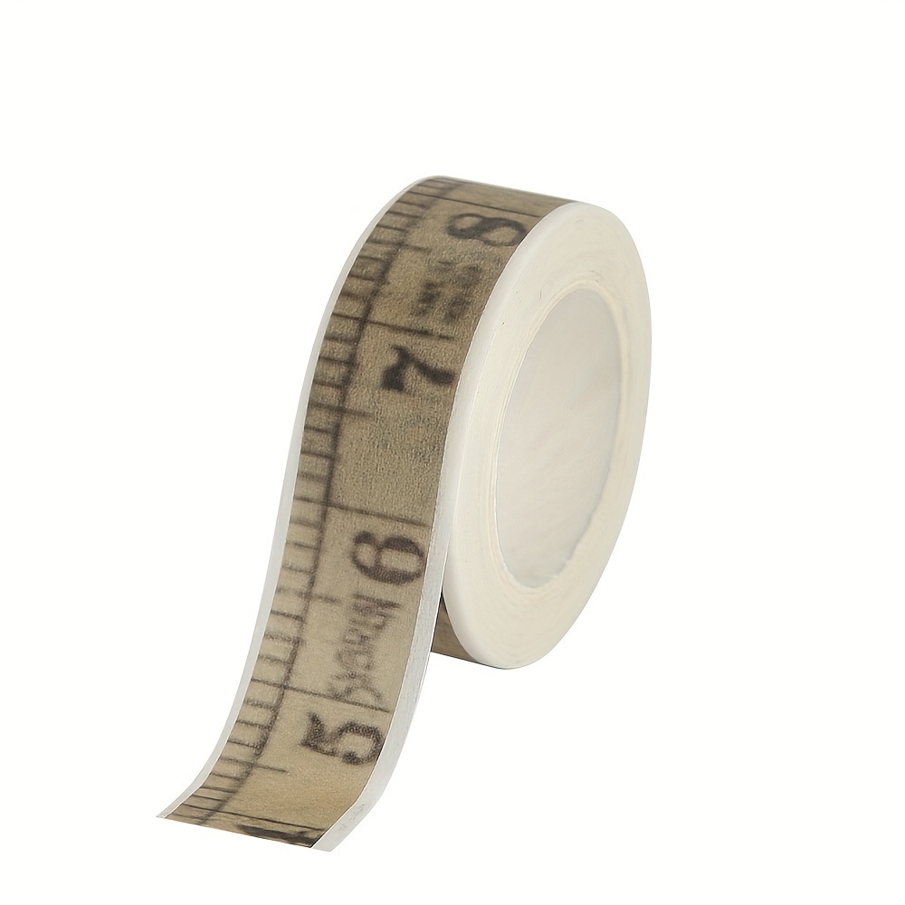 1 Roll Vintage-inspired Washi Tape - Waterproof, Easy-tear, Decorative Sticker With Ruler Design For Scrapbooking & Crafting, Wood Surface Compatible, Stickers