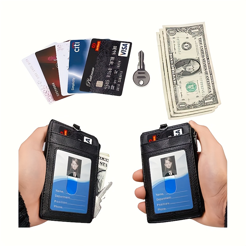 Luxury Pu Leather Double Card Sleeve Id Badge Case - Perfect Bank Credit  Card Holder Accessory! - Temu