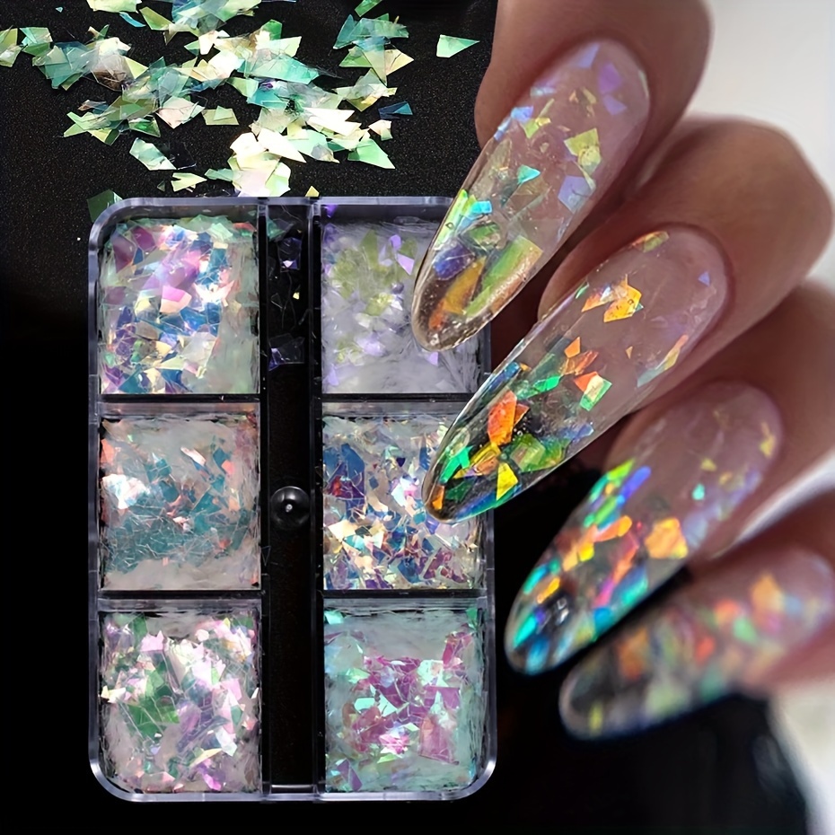 Glitter Nail Art Acrylic Nails Powder Mixed Polish Chunky Sequins  Iridescent Flakes Ultra-Thin Paillette Sparkles Tips For Festival Arts Face  Eyes Bod