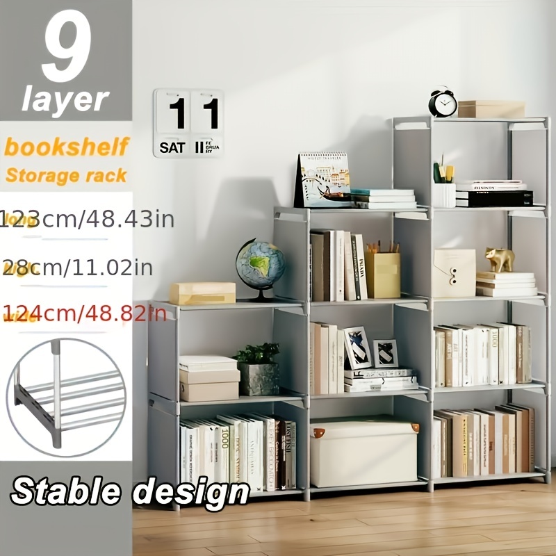 

1pc 9-layer 3-row Bookshelf, Modular Storage Rack, Vertical Cabinet Bookshelf In Bedroom And Living Room, Suitable For Storing Books And Clothes