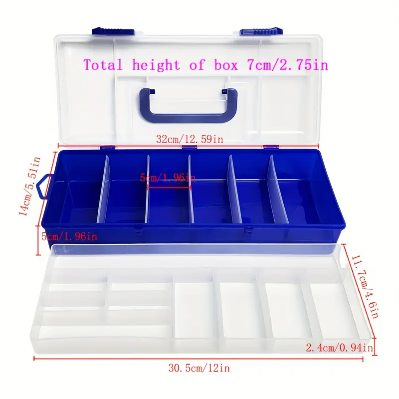 Double side Makeup Storage Box With Grids Handles Plastic - Temu