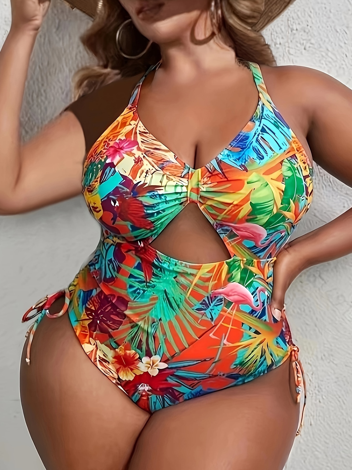 Tejiojio Plus Size Swimming Suits for Women Clearances Ladies' One-Piece  Padded Plus Size Overlay Print Bikini Swimsuit