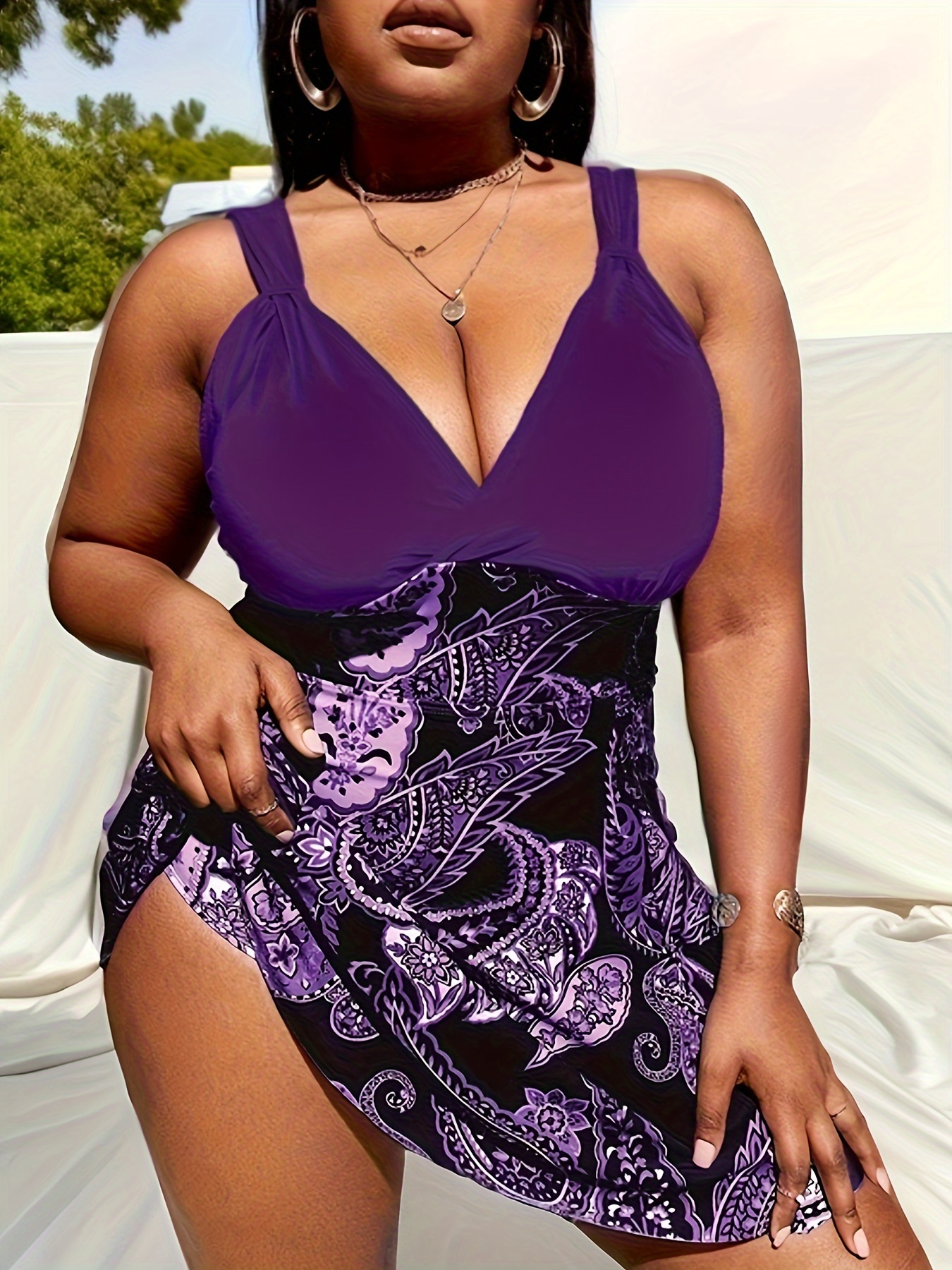 Plus Size Boho Swimsuit, Women's Plus Tropical Print Zipper Front Built-in  Bra Cups Ruched One Piece Bathing Suit - Temu New Zealand