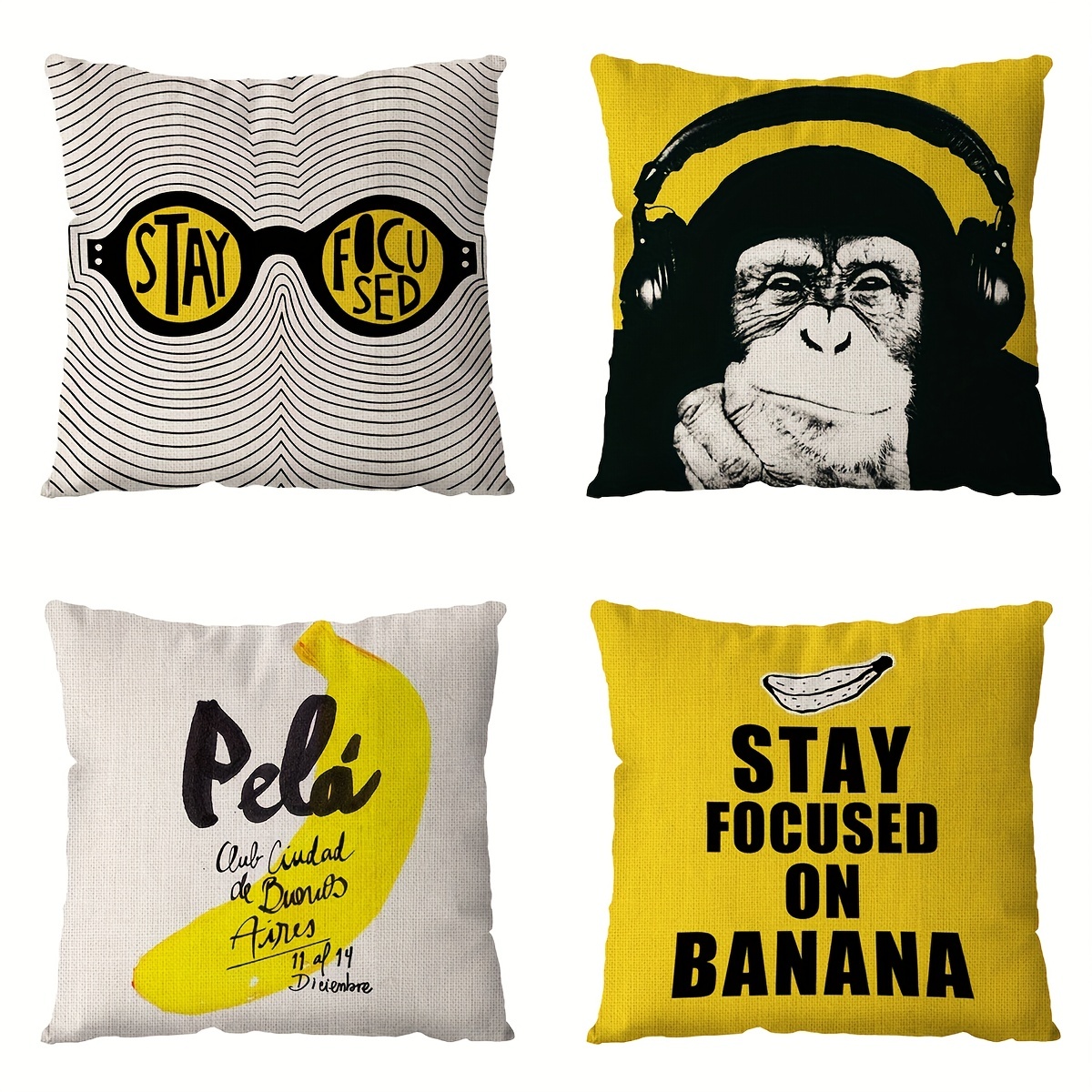 Four Fashion Gorilla Banana Pattern Printed Polyester Fabric Throw Pillow  Cases, Bedroom Office Sofa Farmhouse Home Decor, Home Decor, Room Decor,  Bedroom Decor, Living Room Decor (cushion Is Not Included) - Temu