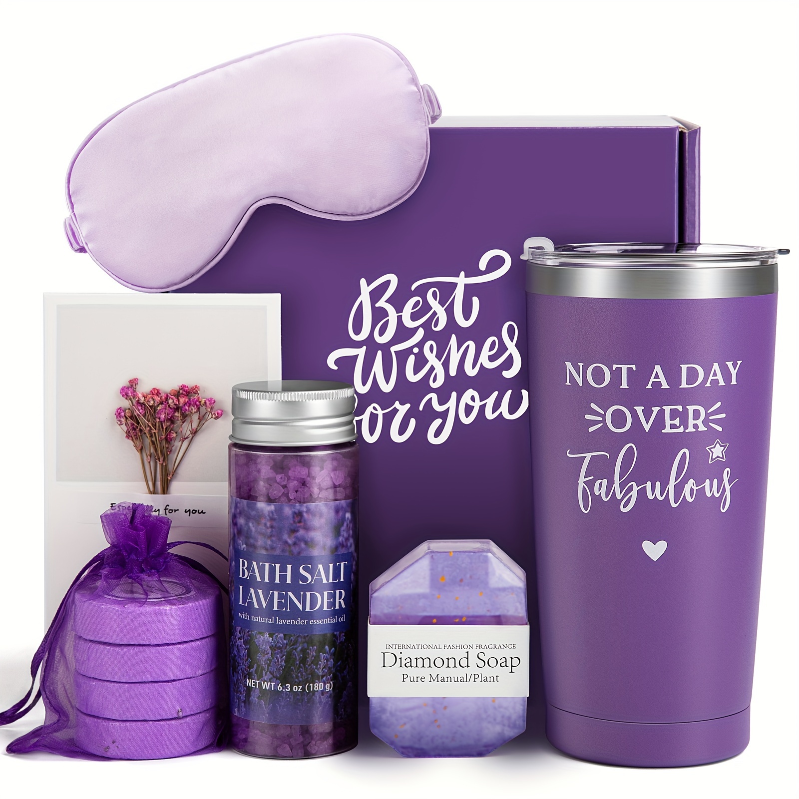 Sisters Gifts from Sister - 7pc Spa Tumbler Self Care Sister Gifts - Relaxing Spa Gift Set - Sister Birthday Gifts from Sister - Wish You Lived Next