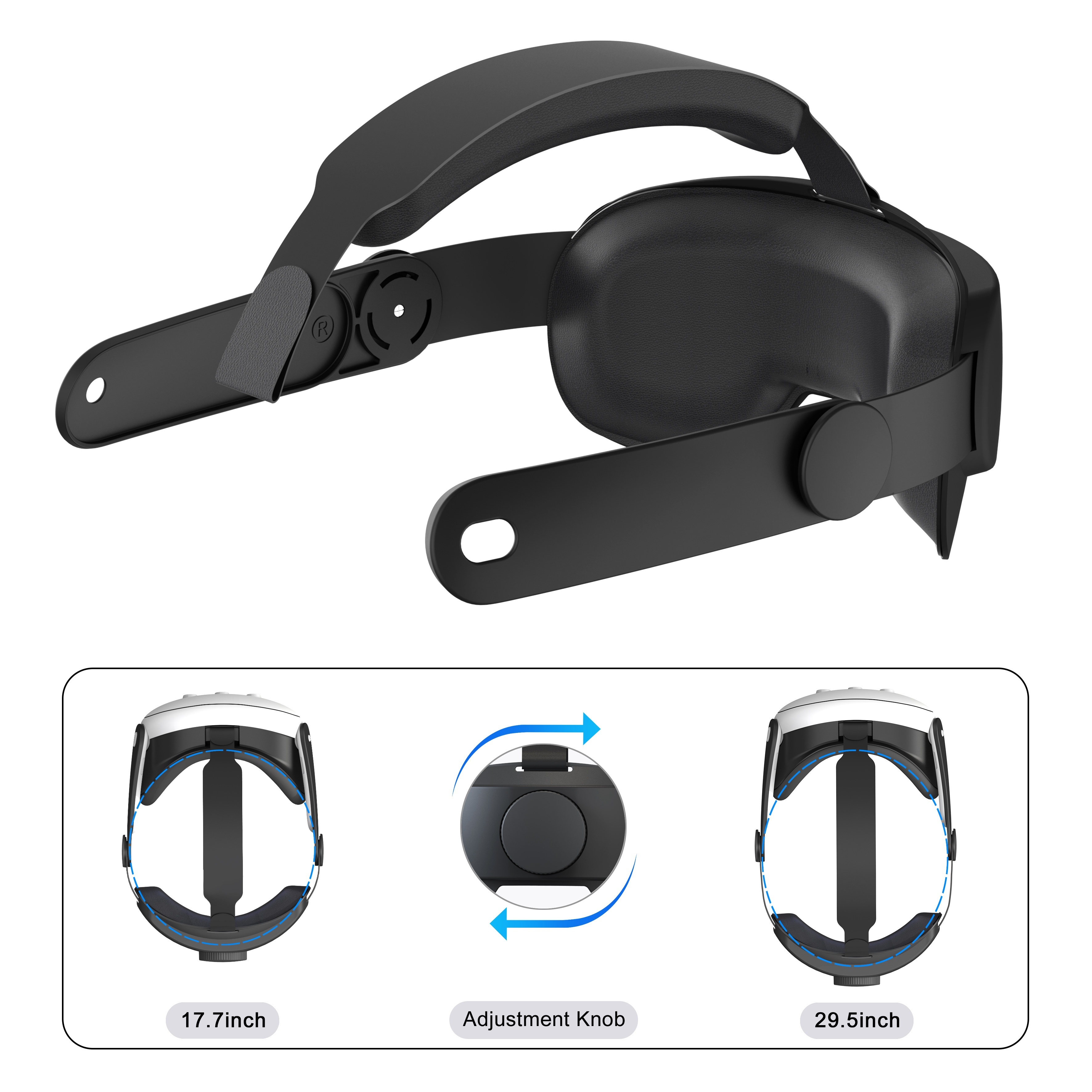For Oculus/Meta Quest 3 VR Adjustable Elite Headset Head Strap(Black)