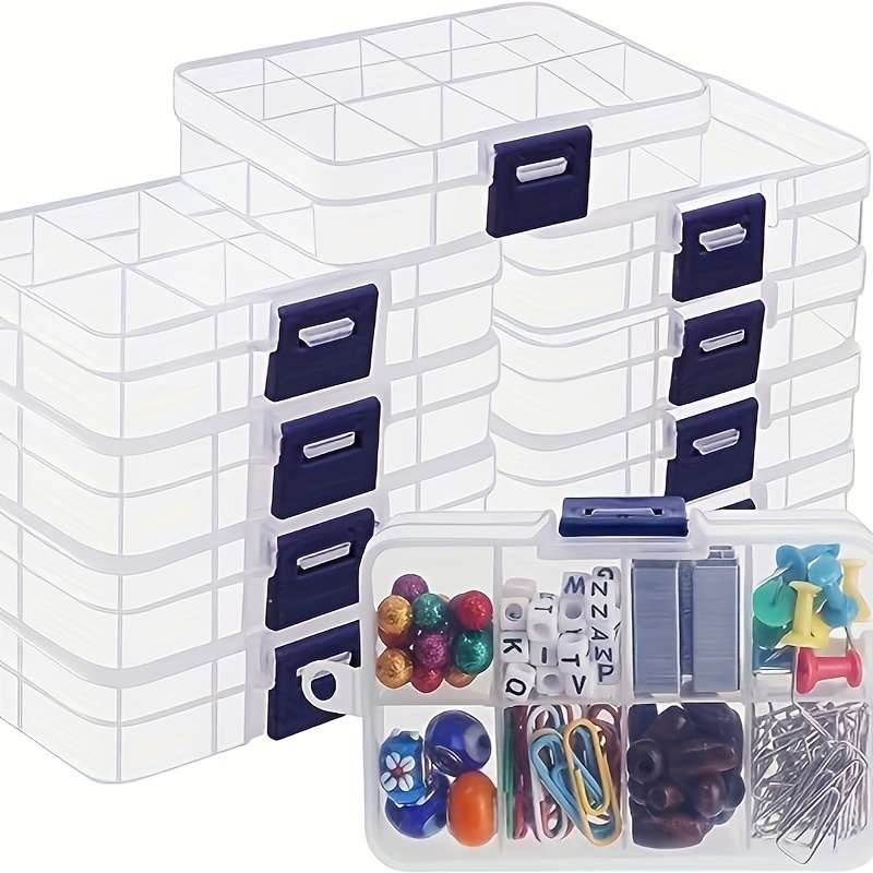 2pcs Plastic Organizer Jewelry Storage Box Adjustable Divider Compartment  Boxes 