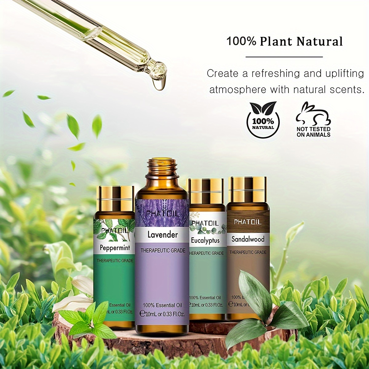 100% Essential Oil Therapeutic Grade Sandalwood Frankinsence Lavender  Lemongrass Lemon Tea Tree Peppermint Eucalyptus Rosemary Essential Oil