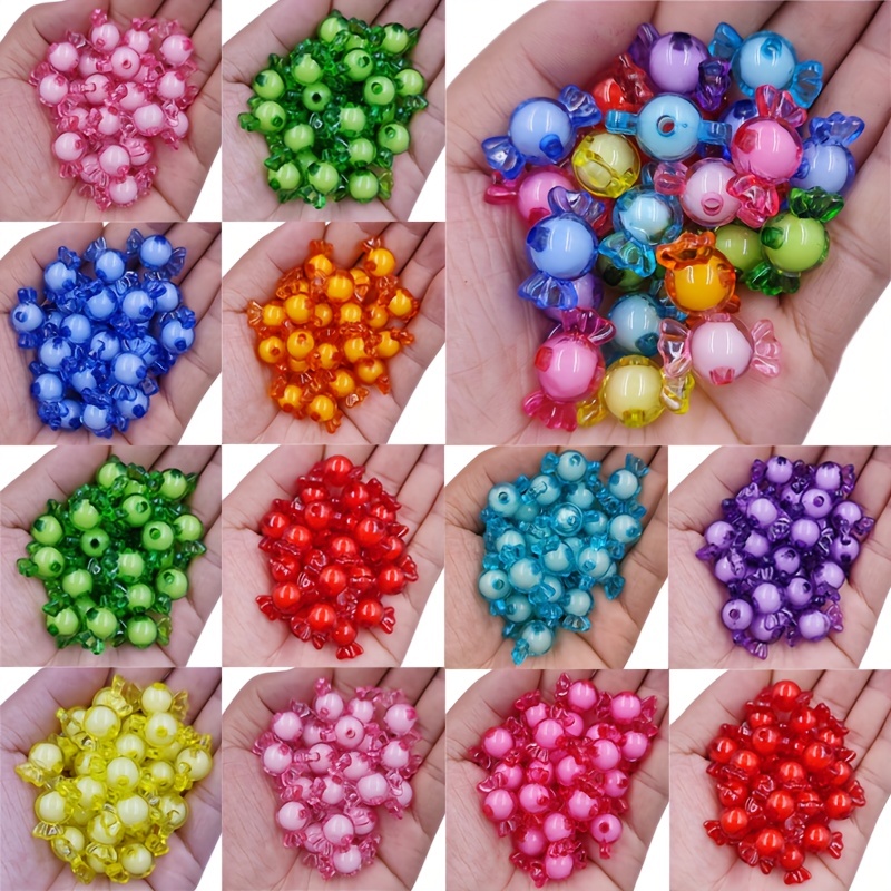 6-12mm Candy Beads Acrylic Colored Round Beads DIY Hand Beaded