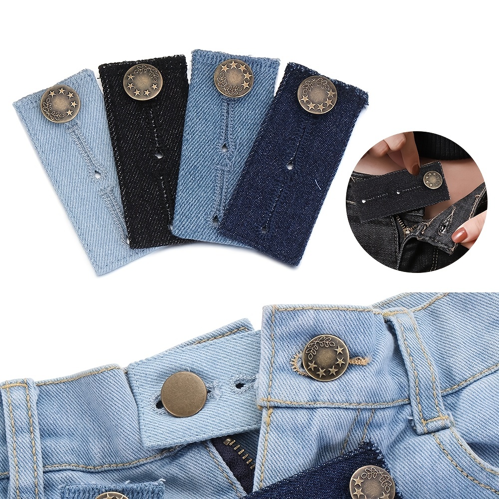 6pcs Flexible Pants Waist Extender Button, No Sew Metal Elastic Spring  Buttons For Jeans Waistband Collar Cuffs Retractable