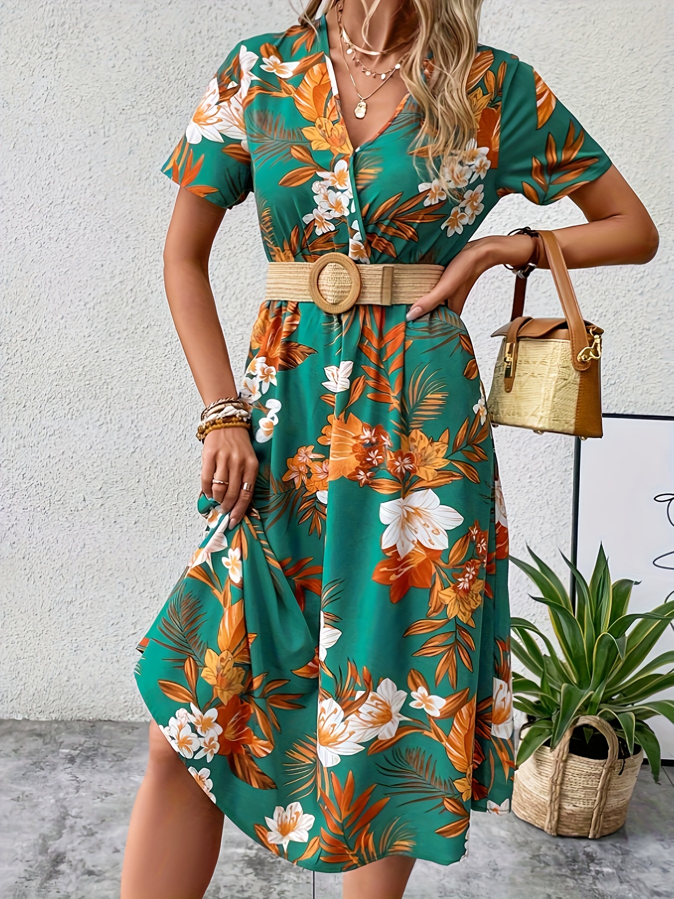 Floral Dress Green - Temu Philippines