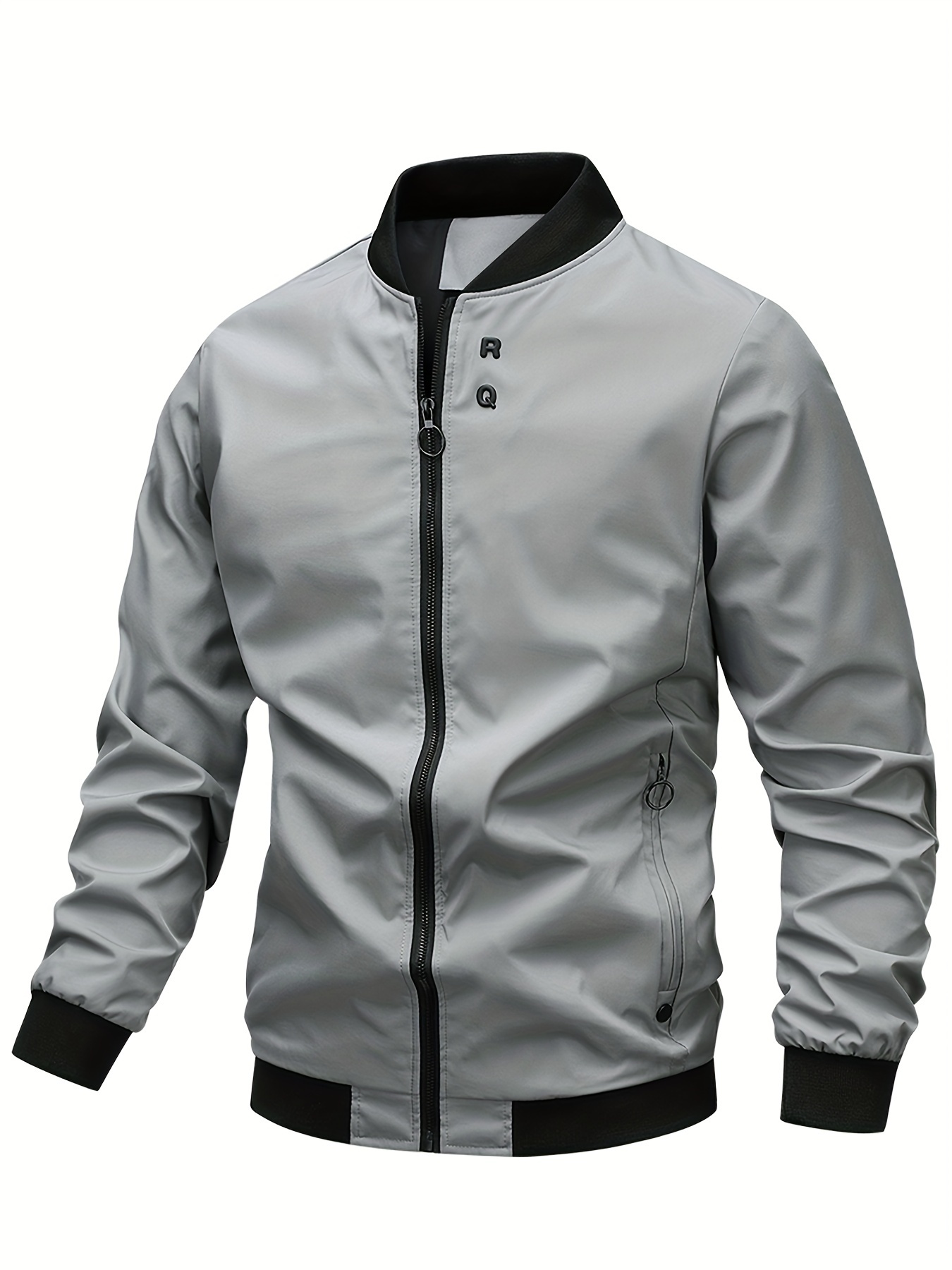 Men's Casual Plain Color Windproof Lightweight Zipper Jacket