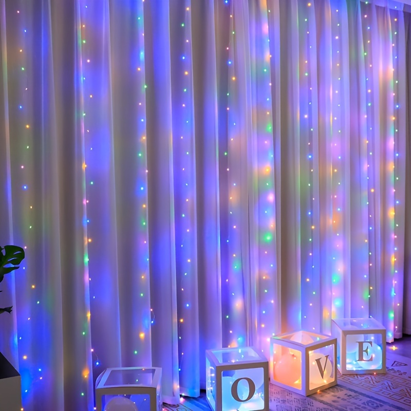 200 Led Curtain Lights Hanging Window Lights With Remote - Temu