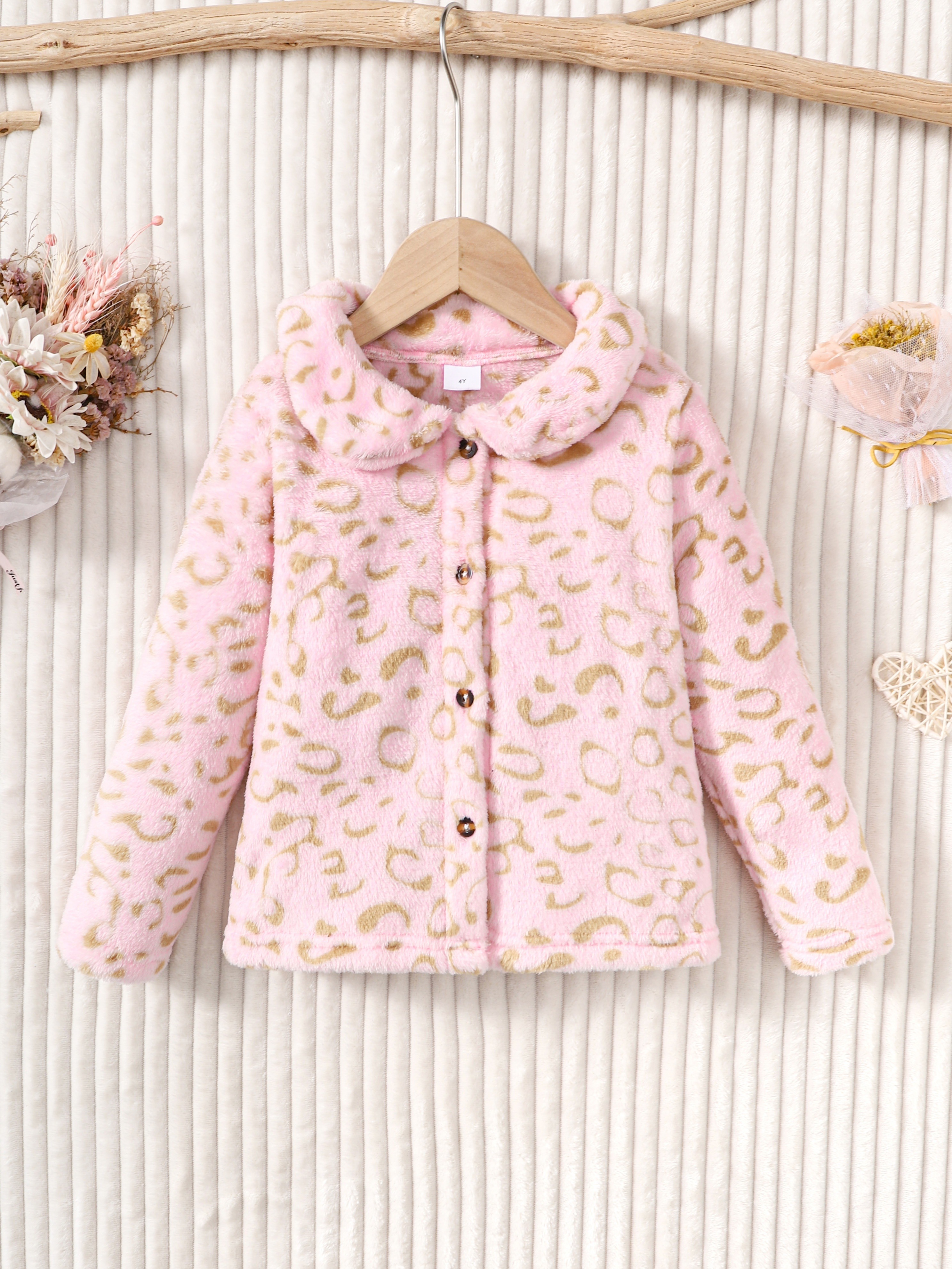 Baby Girls Leopard Collar Coat Warm Jacket Winter Kids - Temu