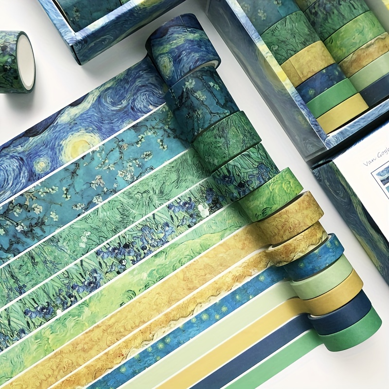 Classic Van Gogh Painting Blue Washi Tape Set Bronzing Journal Scrapbook  Adhesive Tape New Washi Tape 2023