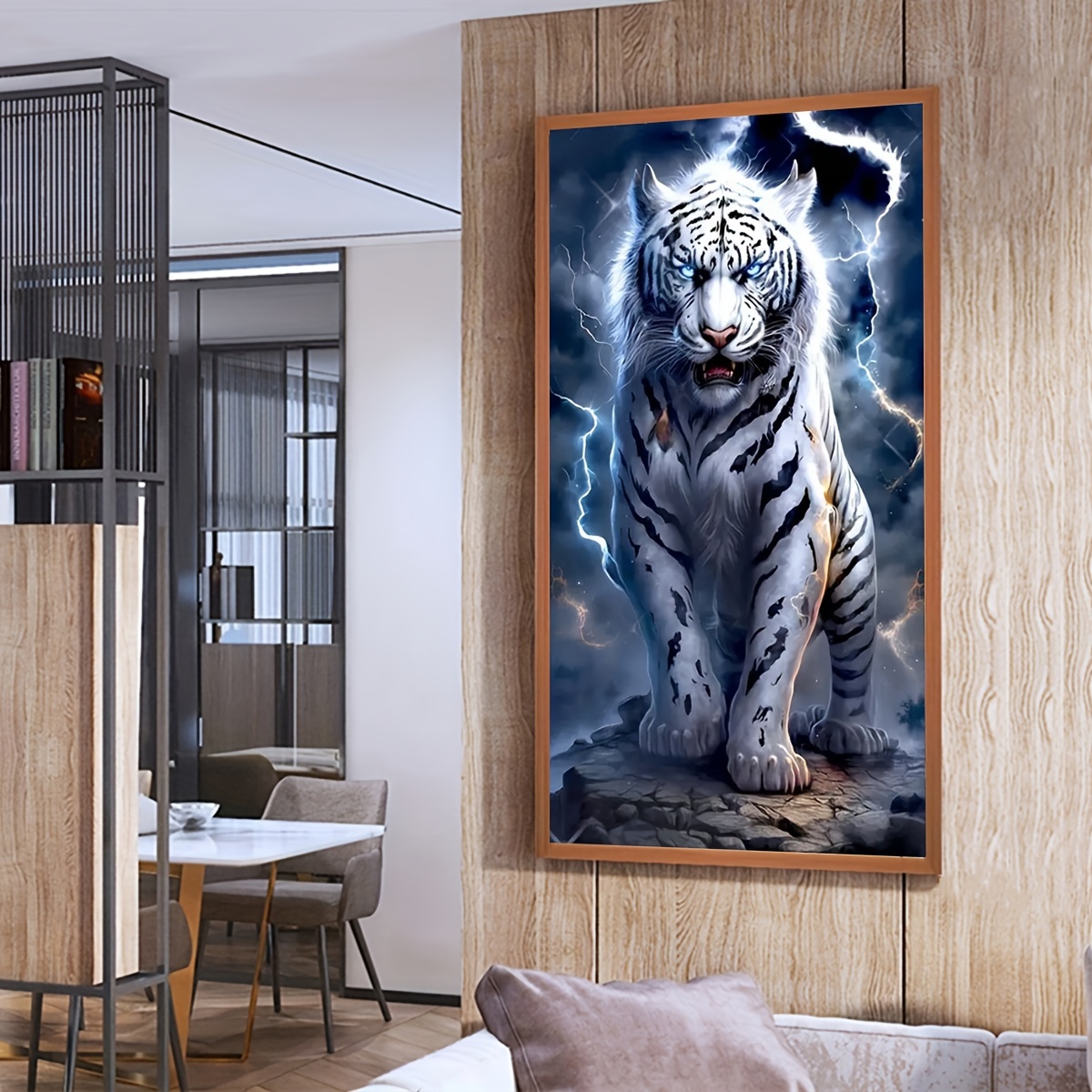 Round Diamond Canvas Tiger Home Living Room Bedroom Wall Decoration Gift  For Family And Friends Diamond Painting Kit - Temu Israel