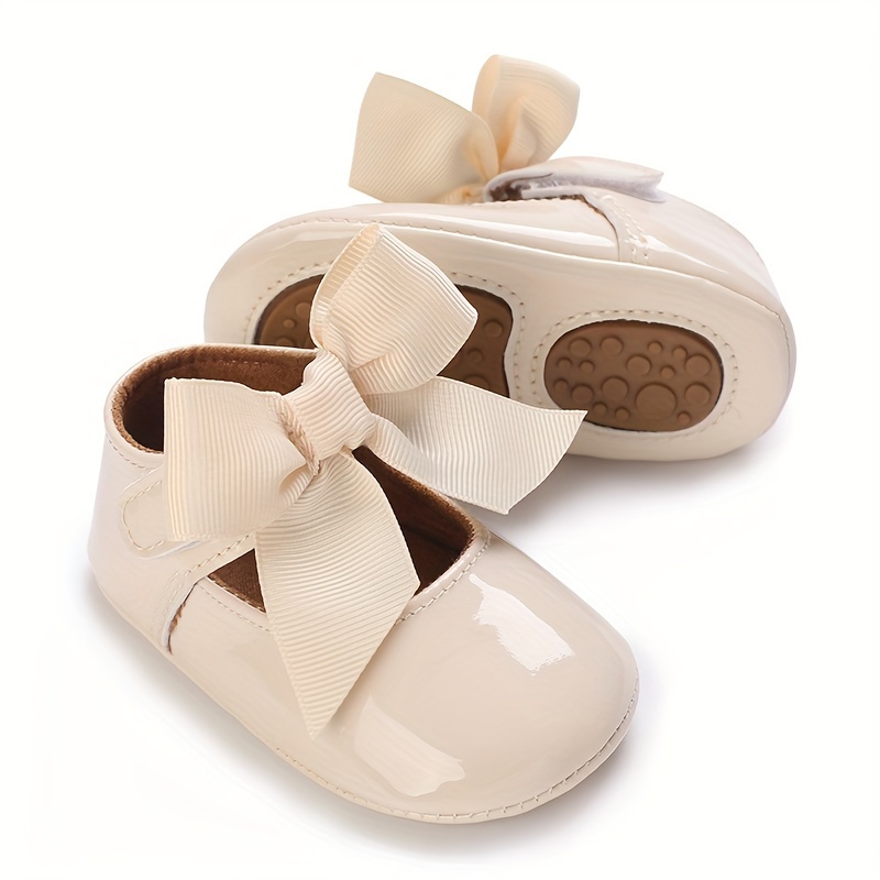 TEMU Bow Pu Soft Sole Toddler Shoes Baby Shoes Infant Princess Shoes Small Shoes