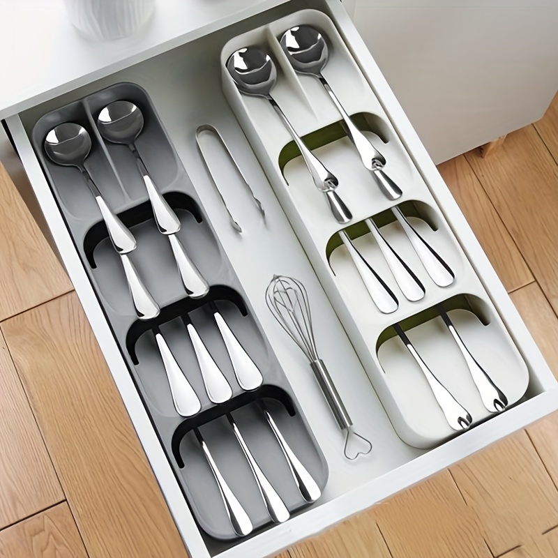 Organizador de cajones de cocina, almacenamiento de cubiertos para cuchara,  tenedor, utensilios, cuchillos, cubiertos, bandeja de cubiertos, cajas de