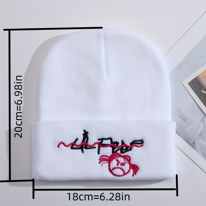 Lil Peep Cartoon Embroidery Knit Hat Outdoor Warm Pullover Hip hop Cold Hat