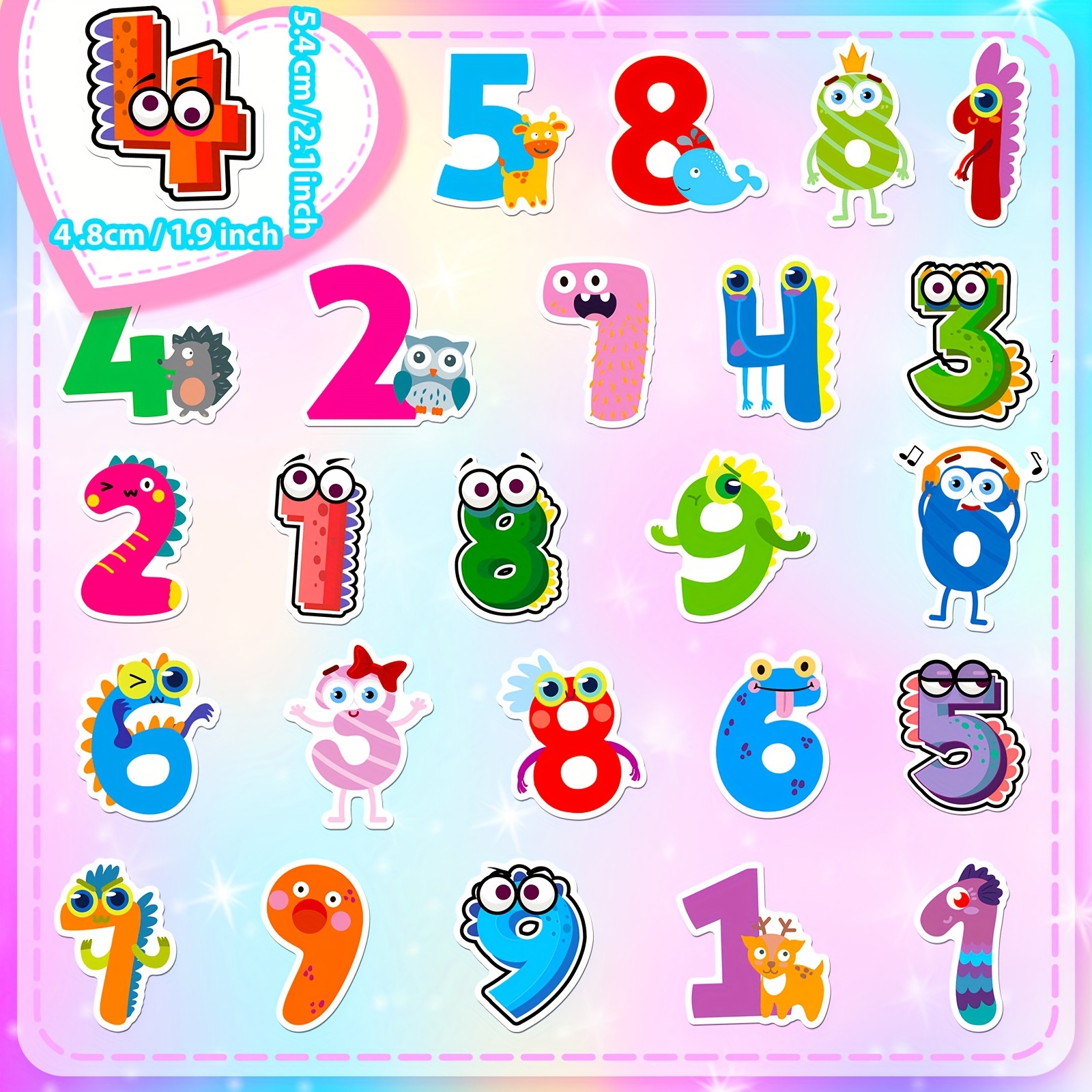 Arabic Number 0 9 Sticker Colorful Cute Cartoon - Temu