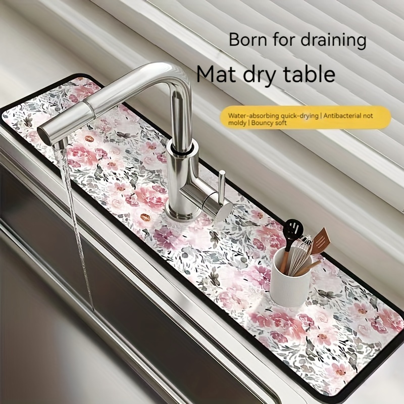 Kitchen Silicone Faucet Mat Sink Splash Pad Drain Board Mat - Temu