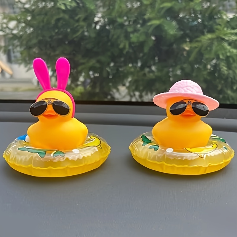 1pc Cartoon gelbe Ente Auto Ornamente, Gummiente Auto