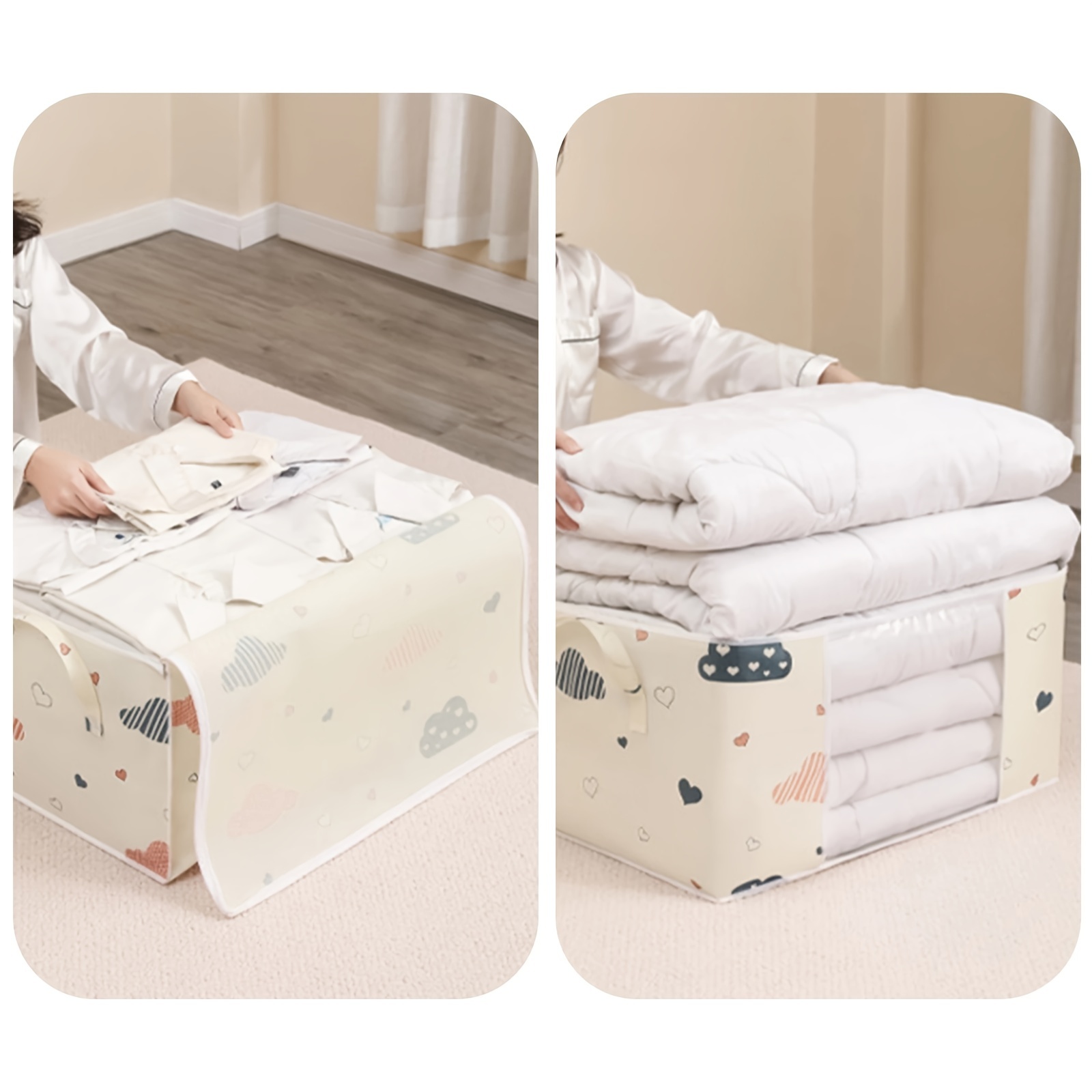 Cartoon Pattern Large Capacity Organizer Zipper Dustproof Container