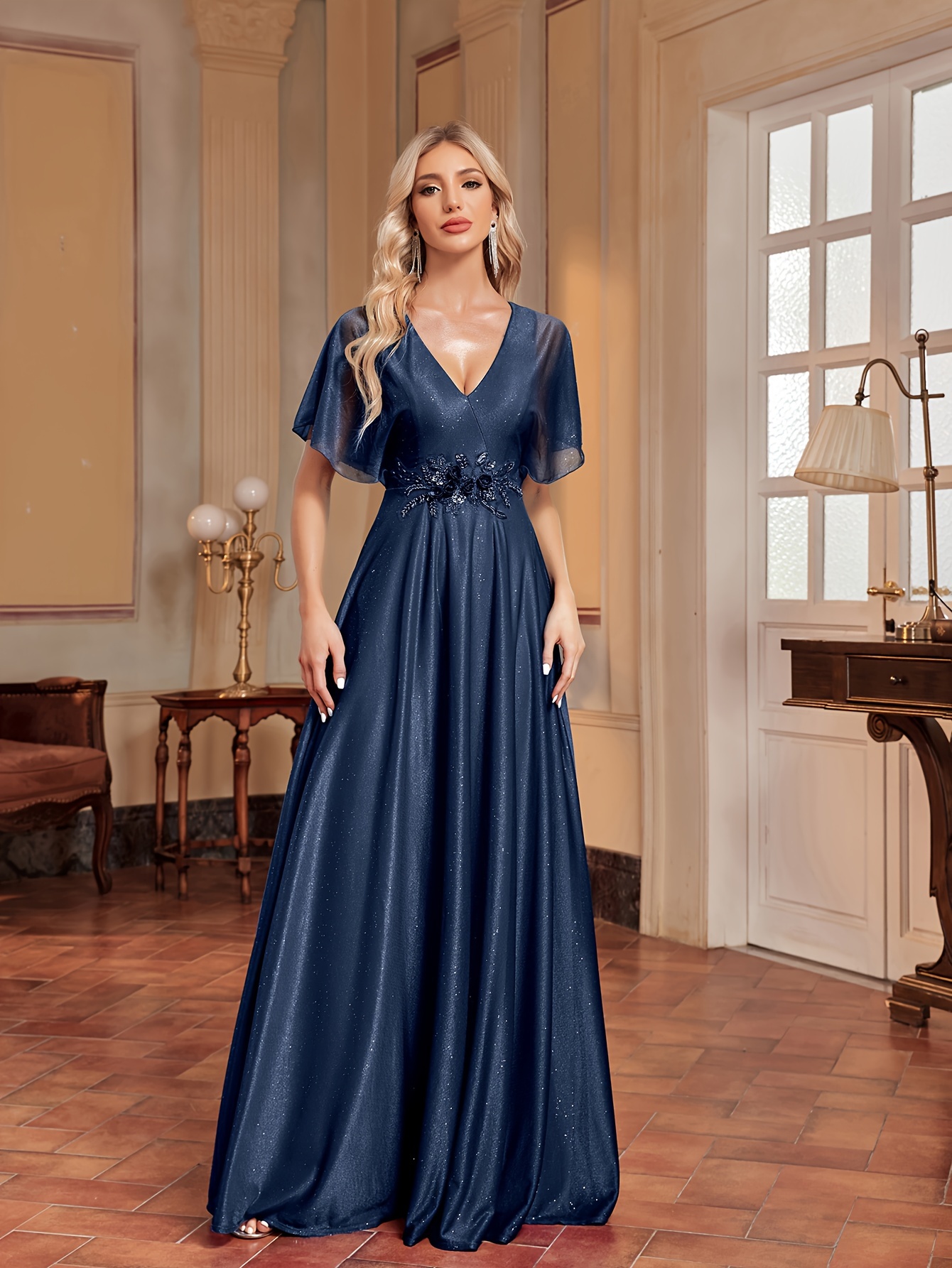 Wedding dresses with navy hotsell blue accents