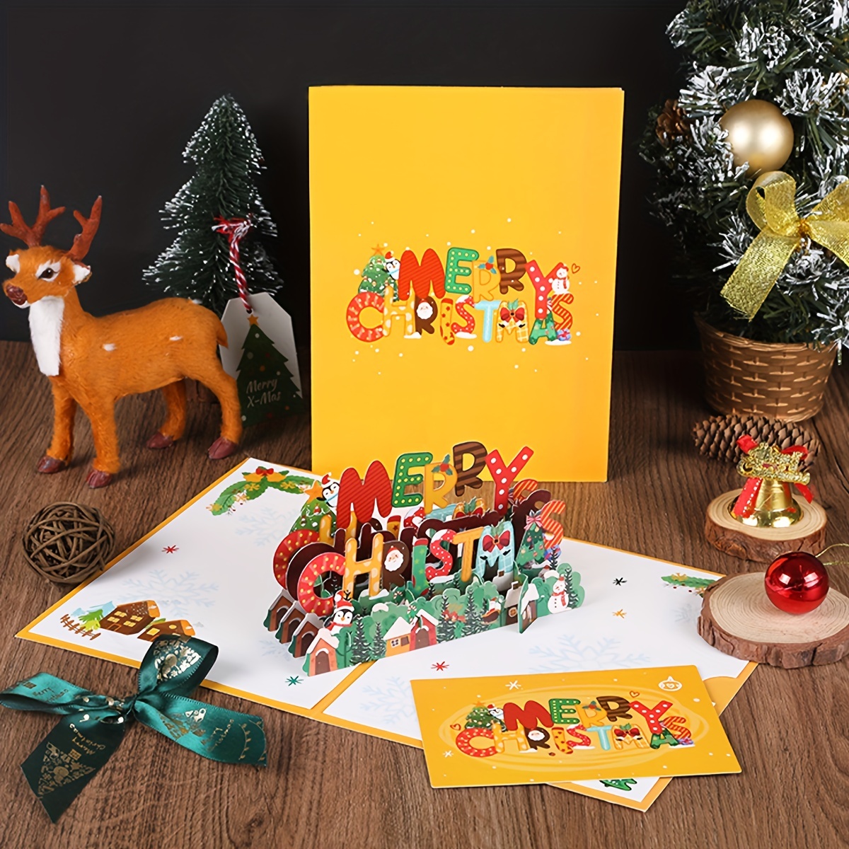 Merry Christmas Pop Card 3d Greeting Card Pop Christmas Card - Temu