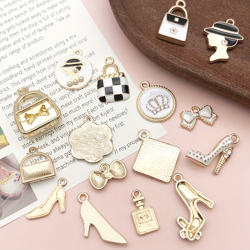Assorted Mini Gold-plated Enamel Charms Women Makeup Fashion