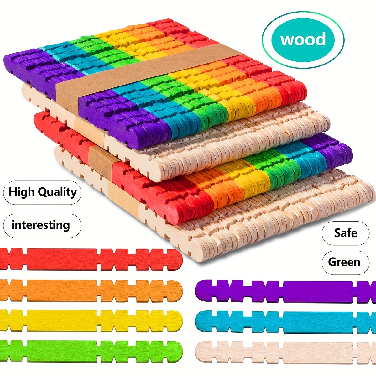 100Pcs Jumbo Wooden Craft Sticks Wooden Popsicle Craft Sticks Stick 6 Long  x 3/4 Wide Treat Sticks Ice Pop Sticks for DIY Crafts Home Art Projects  Classroom Art Supplies