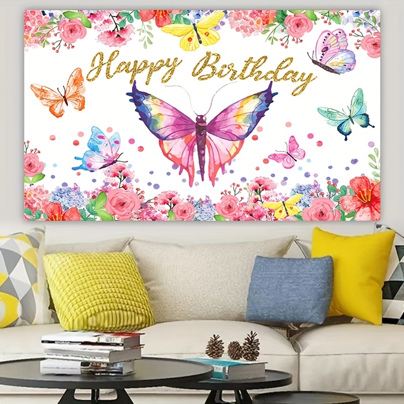 Butterfly Birthday Party Tapestry Home Decorations Supplies Butterfly ...