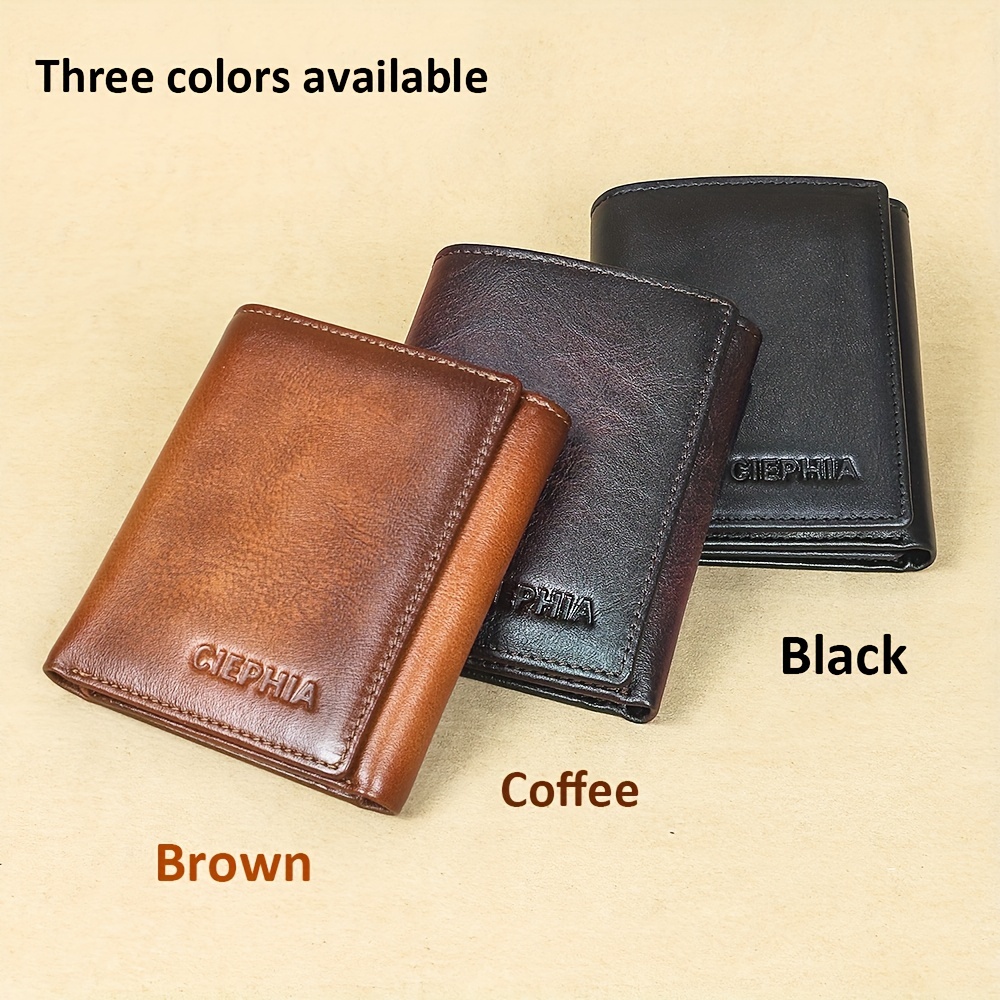 Brown Premium Leather Trifold Wallet with ID Window