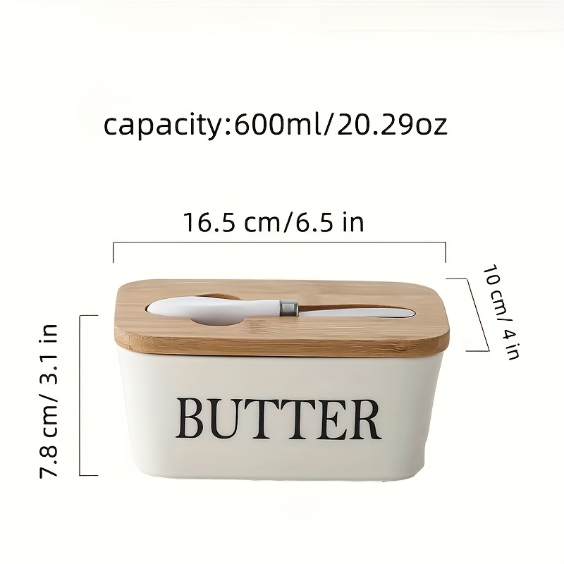Mantequillera con tapa para encimera, paquete de 2 recipientes de  mantequilla de cerámica con cuchillo, resistente recipiente de mantequilla  con tapa